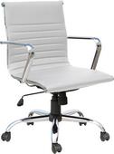 White Modern Mid Back Vinyl Conference Room Chair with Metal Arms