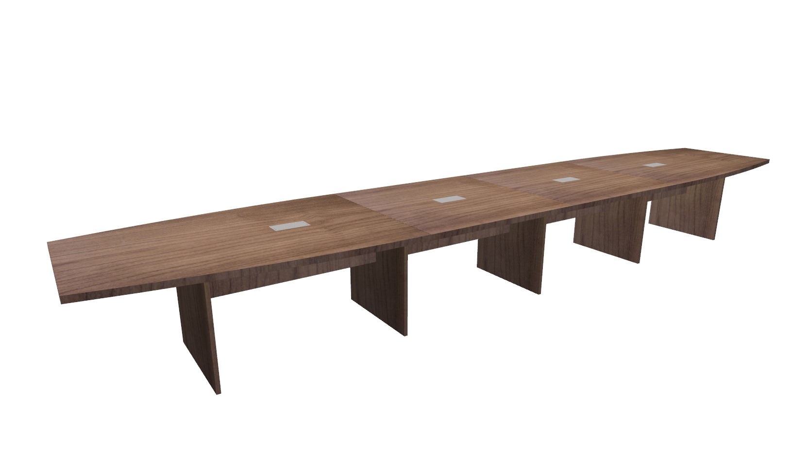 20 FT Modern Walnut Boat Shaped Conference Table