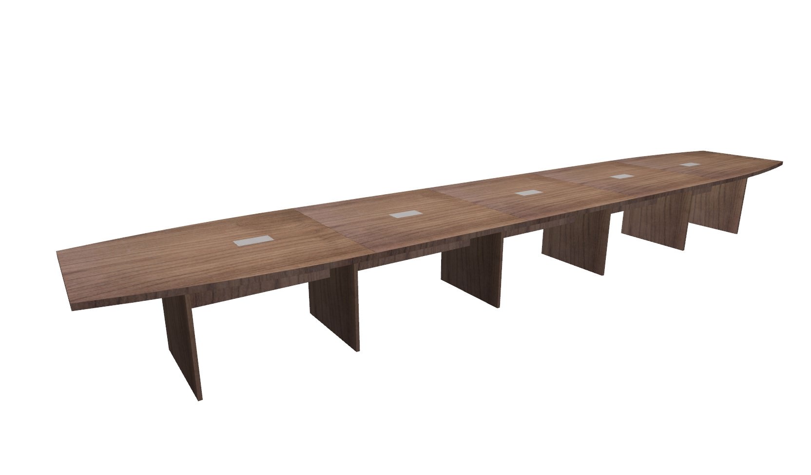 22 FT Modern Walnut Boat Shaped Conference Table