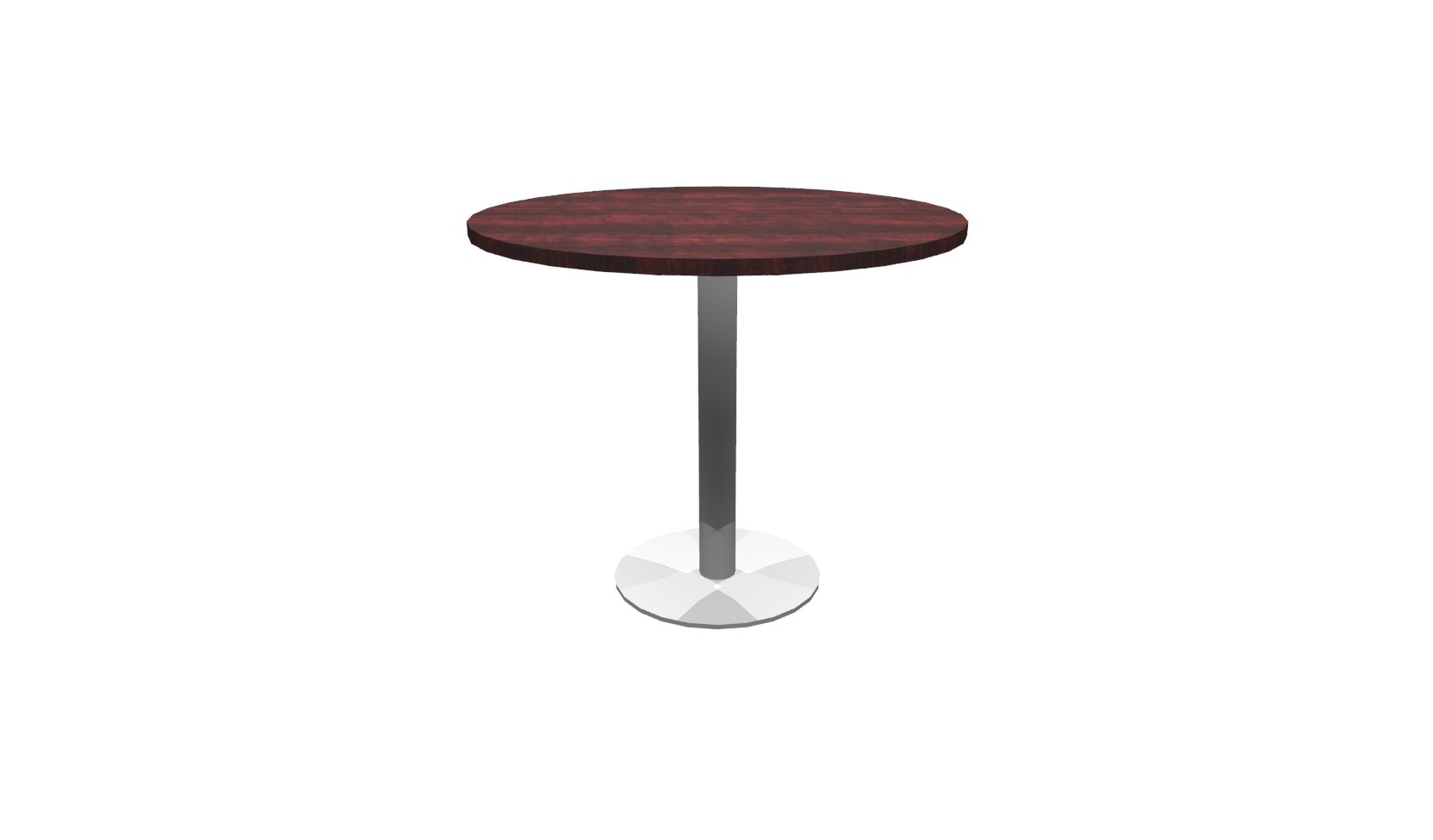 36 Inch Round Conference Table - (Mahogany / Brushed Metal)