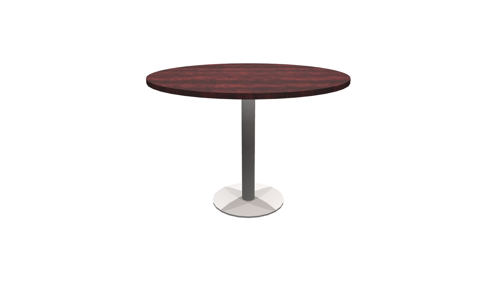 42 Inch Round Conference Table - (Mahogany / Brushed Metal)