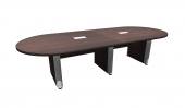 10 FT Espresso Racetrack Conference Table w/ Silver Accent Legs
