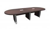 8 Person Espresso Racetrack Conference Table w/ Silver Accent Legs