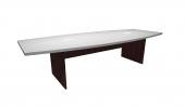 8 Person White / Mahogany Boat Shaped Conference Table