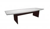 10 Person White / Mahogany Boat Shaped Conference Table