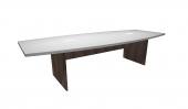 10 FT White / Modern Walnut Boat Shaped Conference Table
