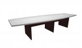 12 Person White / Mahogany Boat Shaped Conference Table