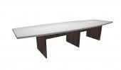 12 FT White / Modern Walnut Boat Shaped Conference Table