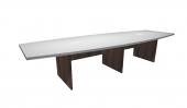 10 Person White / Modern Walnut Boat Shaped Conference Table