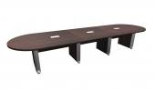 14 FT Espresso Racetrack Conference Table w/ Silver Accent Legs