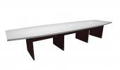 10 Person White / Mahogany Boat Shaped Conference Table