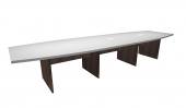 10 Person White / Modern Walnut Boat Shaped Conference Table