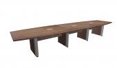 16 FT Modern Walnut Boat Shaped Conference Table w/ Silver Accent Legs