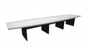 12 Person White / Espresso Boat Shaped Conference Table