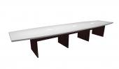 12 Person White / Mahogany Boat Shaped Conference Table