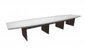 12 Person White / Modern Walnut Boat Shaped Conference Table
