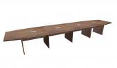 18 FT Modern Walnut Boat Shaped Conference Table