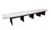 18 FT White / Espresso Boat Shaped Conference Table