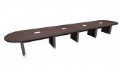 20 FT Espresso Racetrack Conference Table w/ Silver Accent Legs