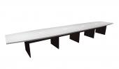 20 FT White / Espresso Boat Shaped Conference Table