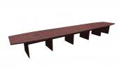 20 Person Mahogany Boat Shaped Conference Table