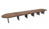 22 FT Modern Walnut Racetrack Conference Table w/ Silver Accent Legs