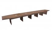 24 FT Modern Walnut Boat Shaped Conference Table