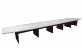 20 Person White / Mahogany Boat Shaped Conference Table
