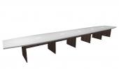 24 FT White / Modern Walnut Boat Shaped Conference Table
