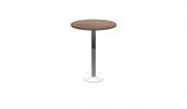 30 Inch Round Conference Table - (Modern Walnut / Brushed Metal)