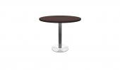 36 Inch Round Conference Table - (Espresso / Brushed Metal)