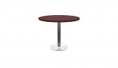 36 Inch Round Conference Table - (Mahogany / Brushed Metal)