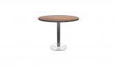 36 Inch Round Conference Table - (Modern Walnut / Brushed Metal)