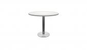 36 Inch Round Conference Table - (White / Brushed Metal)