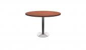 4 Person Round Conference Table - (Cherry / Brushed Metal)