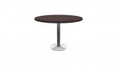 42 Inch Round Conference Table - (Espresso / Brushed Metal)