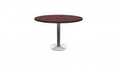 4 Person Round Conference Table - (Mahogany / Brushed Metal)