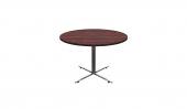 4 Person Round Conference Table - (Mahogany / Chrome)