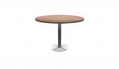 4 Person Round Conference Table - (Modern Walnut / Brushed Metal)