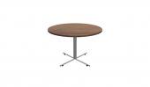 4 Person Round Conference Table - (Modern Walnut / Chrome)