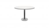 4 Person Round Conference Table - (White / Brushed Metal)