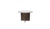 4 Person Round Conference Table - (White / Modern Walnut)