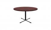 4 Person Round Conference Table - (Mahogany / Black)
