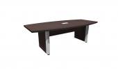 8 Person Espresso Boat Shaped Conference Table w/ Silver Accent Legs