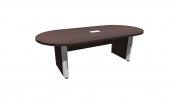 8 FT Espresso Racetrack Conference Table w/ Silver Accent Legs