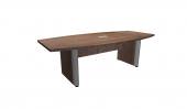 6 Person Modern Walnut Boat Shaped Conference Table w/ Silver Accent Legs