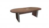 8 Person Modern Walnut Racetrack Conference Table w/ Silver Accent Legs