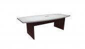 6 Person White / Mahogany Boat Shaped Conference Table
