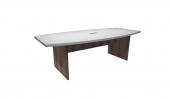 6 Person White / Modern Walnut Boat Shaped Conference Table