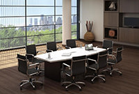 White Boat Shape Conference Room Table
